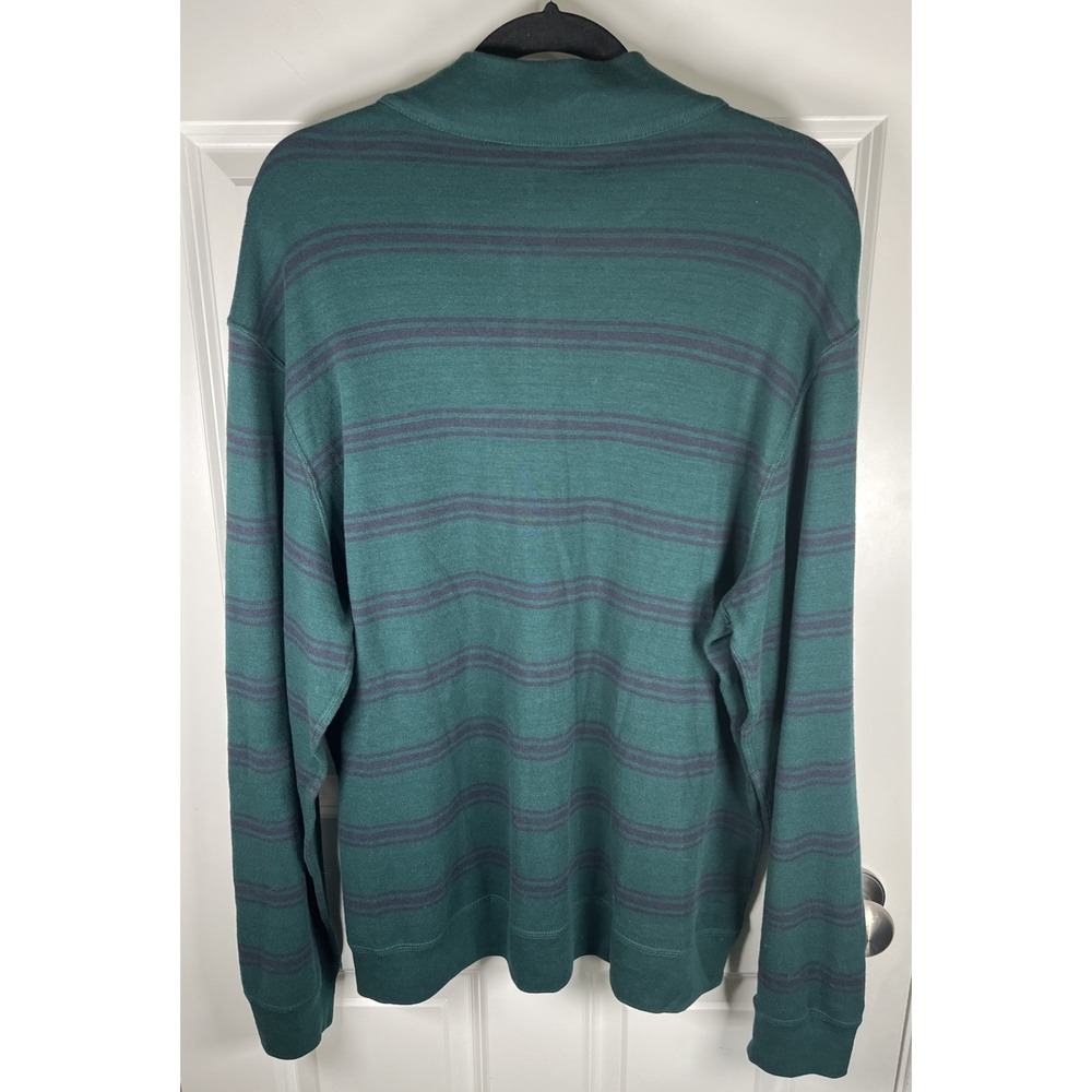 Chaps Green Reversible Striped Mens Long Sleeve Shirt 1/4 Zip Size XL Ruby Style - Picture 4 of 4